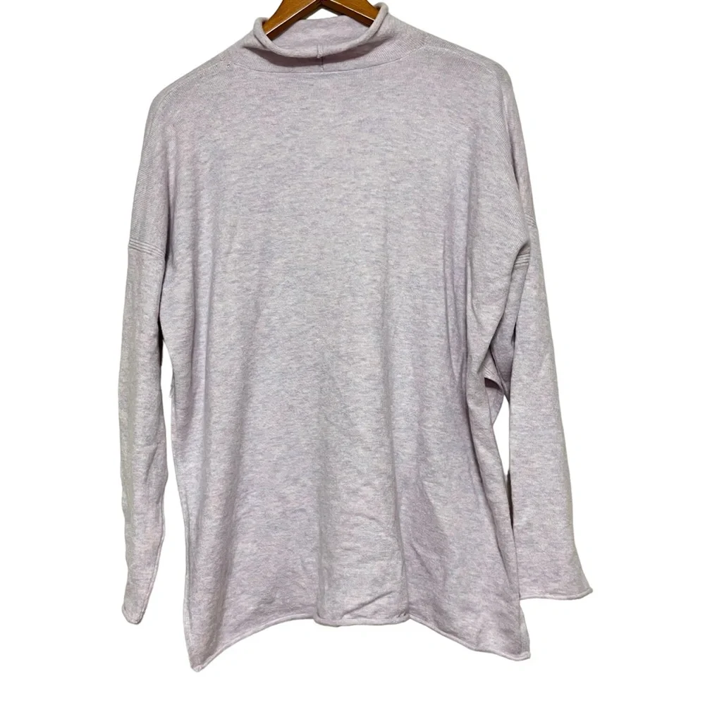 FRENCH CONNECTION Mock Neck Wool Sweater Heathered Pink Open Side Size Medium